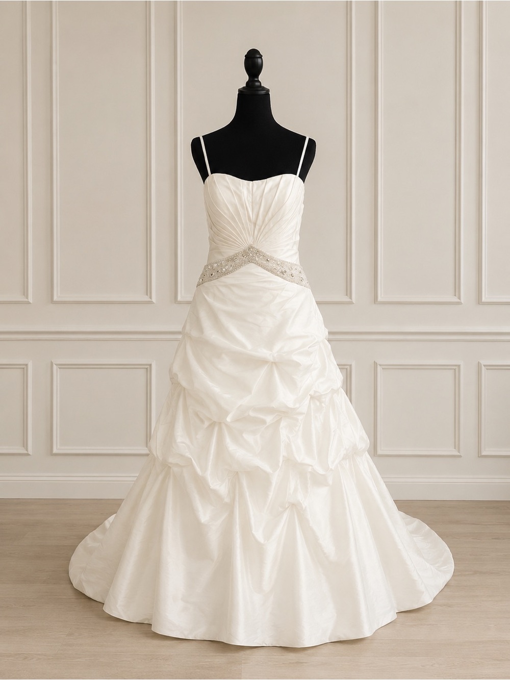 NWT Size 10 Ivory Wedding Gown | Beaded Waist | Optional Spaghetti Straps